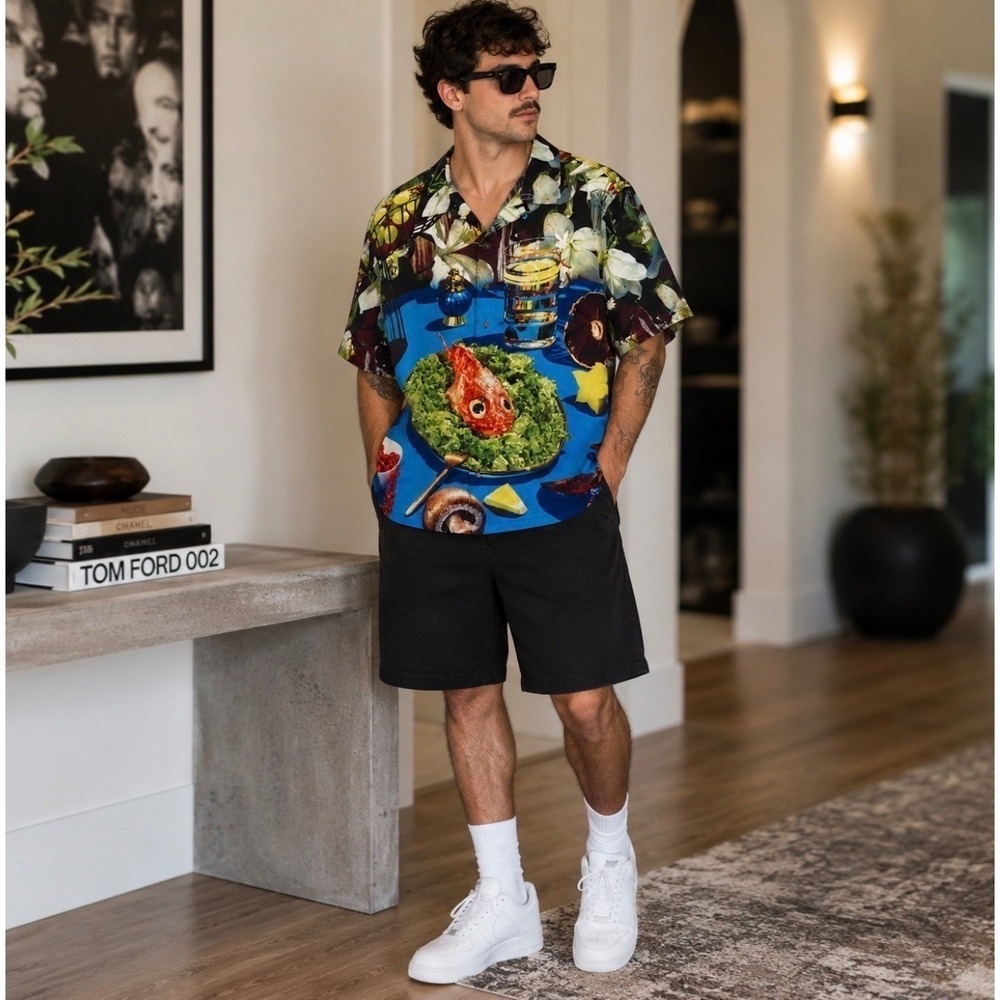 Pleasures x Playboy Taste Camp Shirt Mens Rayon Graphic Button Up Dinner Party